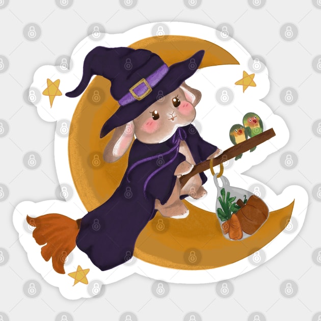 Flying Little Bunny WItches _ Bunniesmee Sticker by GambarGrace